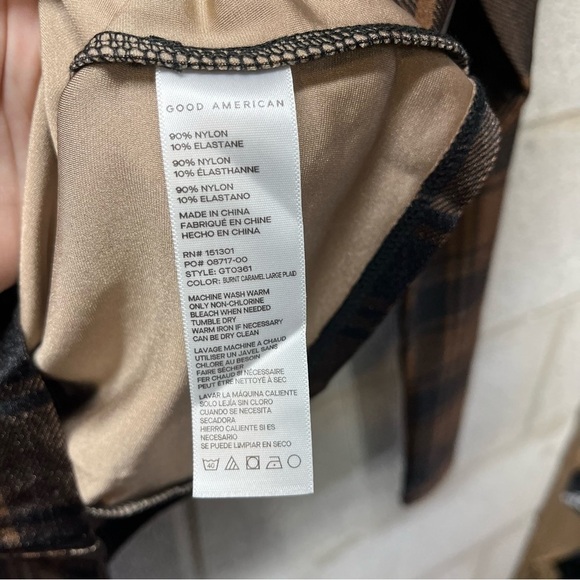 New Good American Disco Tartan Stretch Set in Brown - Picture 4 of 7